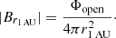 $$ \begin{aligned} |B_{r_{\mathrm{1\,AU}}}| = \frac{\Phi _{\rm open}}{4\pi r^{2}_{\rm 1\,AU}}\cdot \end{aligned} $$