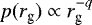 $p(r_{\textrm{g}})\propto r_{\textrm{g}}^{-q}$