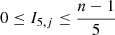 $ 0 \le I_{5,j} \le \frac{n-1}{5} $
