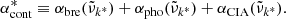 $$ \begin{aligned}&{ \alpha _{\rm cont}^* \equiv \alpha _{\rm bre}({\tilde{\nu }}_{k^*}) + \alpha _{\rm pho}({\tilde{\nu }}_{k^*}) + \alpha _{\rm CIA}({\tilde{\nu }}_{k^*})}. \end{aligned} $$