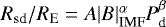 $R_{\textrm{sd}} / R_{\textrm{E}} = A |B|_{\textrm{IMF}}^{\alpha} P_{\textrm{d}}^{\beta}$