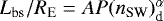$L_{\textrm{bs}}/R_{\textrm{E}} = A P(n_{\textrm{SW}})_{\textrm{d}}^{\alpha}$