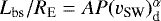 $L_{\textrm{bs}}/R_{\textrm{E}} = A P(v_{\textrm{SW}})_{\textrm{d}}^{\alpha}$