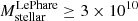 $ M^{\mathrm{Le Phare}}_{\mathrm{stellar}}\geq3\times10^{10} $