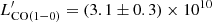 $ L^\prime_{\rm CO(1-0)}=(3.1\pm0.3)\times10^{10} $