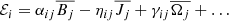 $$ \begin{aligned} \mathcal{E} _i = \alpha _{ij}\overline{B_j}-\eta _{ij}\overline{J_j}+\gamma _{ij}\overline{\Omega _j} + \ldots \end{aligned} $$