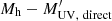 $ M_{\mathrm{h}}-M^\prime_{\mathrm{UV,\ direct}} $