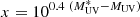 $ x=10^{0.4 \ (M^{*}_\mathrm{{UV}}-M_{\mathrm{UV}})} $