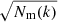 $ \sqrt{N _ \mathrm{{m}}( k )} $