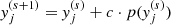 $ {\it y}_j^{(s+1)} = {\it y}_j^{(s)} + c \cdot p({\it y}_j^{(s)}) $