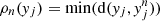 $ \rho_n({\it y}_j) = \mathrm {min} ({\rm d}({\it y}_j, {\it y}_j^n)) $