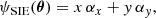 $$ \begin{aligned} \psi _{\mathrm{SIE} }(\boldsymbol{\theta }) = x \, \alpha _x + { y} \, \alpha _{ y}, \end{aligned} $$