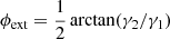 $ \phi_{\mathrm{ext}} = \frac{1}{2}\arctan(\gamma_2/\gamma_1) $