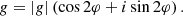 $$ \begin{aligned} g=|g|\left( \cos {2\varphi }+i\sin {2\varphi }\right) . \end{aligned} $$