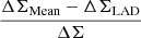 $$ \begin{aligned} \frac{\Delta \Sigma _{\mathrm{Mean} } - \Delta \Sigma _{\mathrm{LAD} }}{\Delta \Sigma } \end{aligned} $$