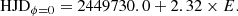 $$ \begin{aligned} \mathrm{HJD} _{\phi =0} = 2449730.0 + 2.32 \times E. \end{aligned} $$