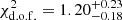 $ \chi^2_{\mathrm{d.o.f.}} = 1.20 ^{+0.23}_{-0.18} $