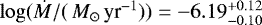 $\log(\dot{M}/({\,M_{\odot}\,\mbox{yr}^{-1}}))=-6.19^{+0.12}_{-0.10}$