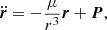 $$ \begin{aligned} \ddot{{\boldsymbol{r}}} = -\frac{\mu }{r^3} {\boldsymbol{r}} + {\boldsymbol{P}}, \end{aligned} $$