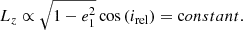 $$ \begin{aligned} L_z \propto \sqrt{1-e_1^2} \cos {(i_{\mathrm{rel} })} = {\text{c}onstant} .\end{aligned} $$