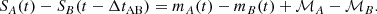 $$ \begin{aligned} S_{A}(t)-S_{B}(t-\Delta t_{\rm AB}) = m_{A}(t) - m_{B}(t) + \mathcal{M} _{A} - \mathcal{M} _{B}. \end{aligned} $$