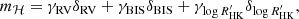 $$ \begin{aligned} m_\mathcal{H} = \gamma _{\rm RV} \delta _{\rm RV} + \gamma _{\rm BIS} \delta _{\rm BIS} + \gamma _{\log R_{\rm HK}^{\prime }} \delta _{\log R_{\rm HK}^{\prime }}, \end{aligned} $$