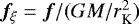 $\boldsymbol{f}_{\xi}=\boldsymbol{f}/(GM/r_{\textrm{K}}^2)$
