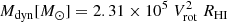 $$ \begin{aligned} M_{\rm dyn} [M_{\odot }] = 2.31\times 10^{5}\ V_{\rm rot}^2\ R_{\rm HI} \end{aligned} $$