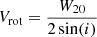 $ V_{\mathrm{rot}} = \frac{W_{20}}{2\sin(i)} $