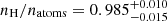 $ n_{\mathrm{H}}/n_{\mathrm{atoms}} = 0.985^{+0.010}_{-0.015} $
