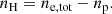 $$ \begin{aligned} n_{\rm H}=n_{\rm e,tot}-n_{\rm p}. \end{aligned} $$