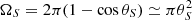 $ \Omega_S = 2\pi(1-\cos \theta_S)\simeq \pi \theta_S^2 $