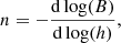 $$ \begin{aligned} n=-\frac{\mathrm{d} \log (B)}{\mathrm{d} \log (h)}, \end{aligned} $$