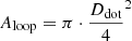 $ A_{\mathrm{loop}} = \pi\cdot \frac{D_{\mathrm{dot}}}{4}^2 $
