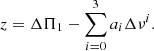 $$ \begin{aligned} z = \Delta \Pi _1- \sum _{i=0}^3 a_i \Delta \nu ^i. \end{aligned} $$