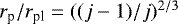 $r_{\textrm{p}}/r_{\textrm{pl}}=((j-1)/j){}^{2/3}$
