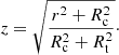 $$ \begin{aligned} z = \sqrt{\frac{r^2+R_{\rm c}^2}{R_{\rm c}^2+R_{\rm t}^2}}\cdot \end{aligned} $$