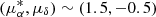 $ (\mu_\alpha^*,\mu_\delta) \sim (1.5, -0.5) $