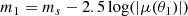 $$ \begin{aligned} m_1&= m_s - 2.5\log (|\mu (\theta _1)|) \end{aligned} $$