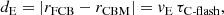 $$ \begin{aligned} d_{\rm E} = |r_{\rm FCB}-r_{\rm CBM}| = { v}_{\rm E}\,\tau _{\rm C\text{-}flash}, \end{aligned} $$
