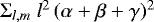 $\Sigma_{l,m}~l^2\,(\alpha + \beta + \gamma){}^2$