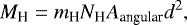 \begin{equation*} M_{\textrm{H}} = m_{\textrm{H}} N_{\textrm{H}} A_{\textrm{angular}} d^{2} ,\end{equation*}