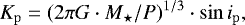 \begin{equation*}K_{\mathrm{p}} = (2 \mathrm{\pi} G \cdot M_{\star} / P)^{1/3} \cdot \mathrm{sin}\,i_{\mathrm{p}},\end{equation*}