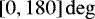 $\left[0, 180\right]{\deg}$