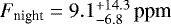 $F_{\textrm{night}}=9.1_{-6.8}^{+14.3}\,\textrm{ppm}$