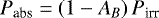 $P_{\textrm{abs}}=\left(1-A_B\right)P_{\textrm{irr}}$