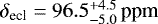 $\delta_{\textrm{ecl}}=96.5^{+4.5}_{-5.0}\,\textrm{ppm}$