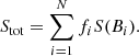 $$ \begin{aligned} S_{\rm tot} = \sum _{i=1}^N f_i S(B_i). \end{aligned} $$