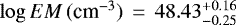$\log{EM\,(\textrm{cm}^{-3}})\,=\,48.43^{+0.16}_{-0.25}$