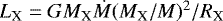 ${L_{\textrm{X}}}=GM_{\textrm{X}}\dot M(M_{\textrm{X}}/M)^2/R_{\textrm{X}}$